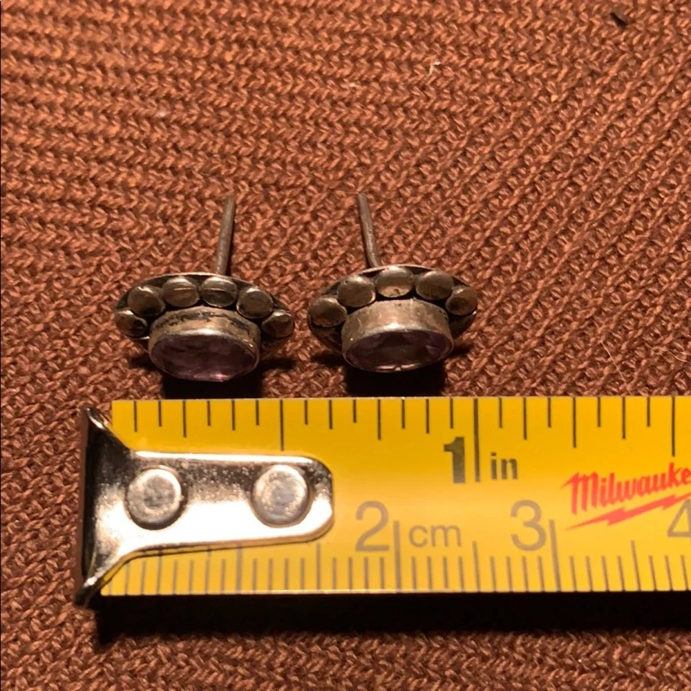 Sterling Silver/Amethyst Vintage/Antique earrings - Picture 6 of 9